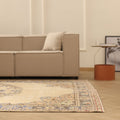 Vintage Manisa Turkish Area Rug 6x10 ft — Beige & Blue Floral (No. 58751)