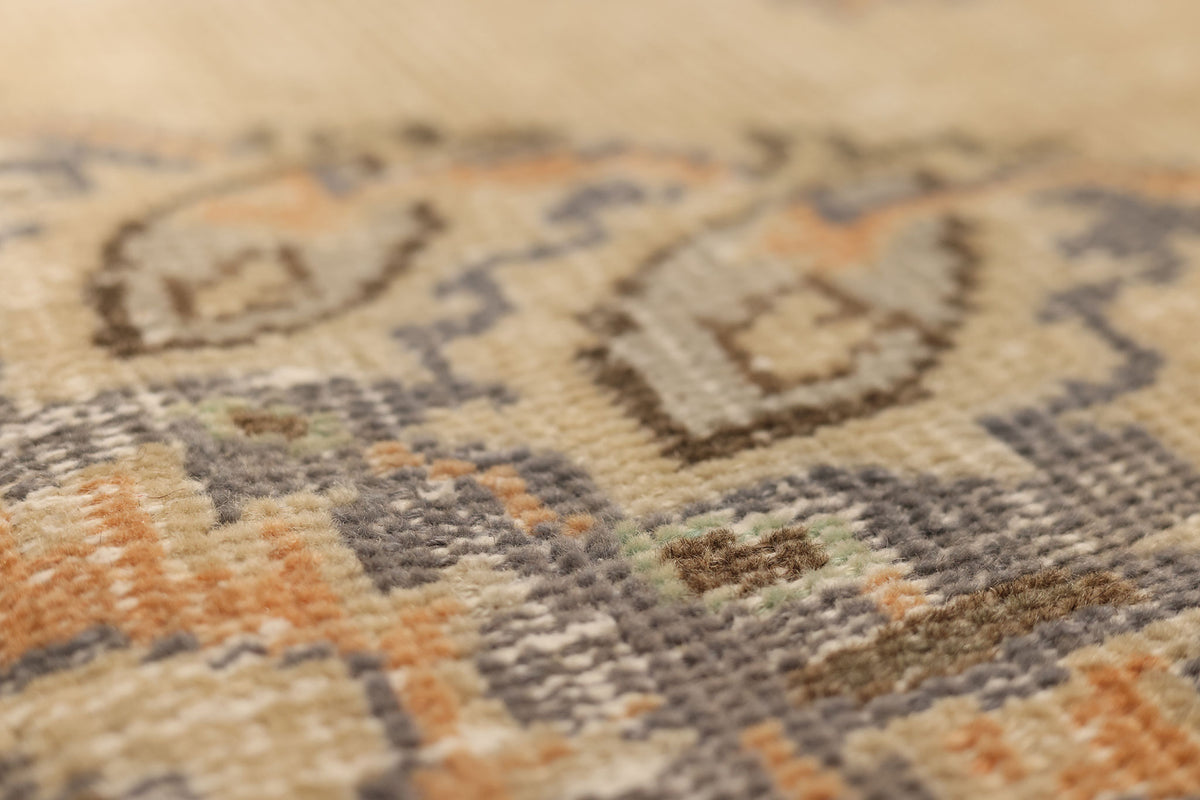 Vintage Manisa Turkish Area Rug 6x10 ft — Beige & Blue Floral (No. 58751)
