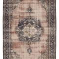 Vintage Isparta Turkish Area Rug 6x10 ft — Blue & Pink Floral