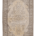 Vintage Manisa Turkish Area Rug 6x10 ft — Beige & Brown Floral