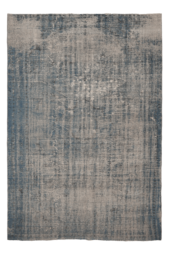 Vintage Manisa Turkish Area Rug 6x9 ft — Blue & Gray Distressed