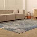 Vintage Manisa Turkish Area Rug 6x9 ft — Blue & Gray Distressed