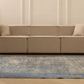 Vintage Manisa Turkish Area Rug 6x9 ft — Blue & Gray Distressed