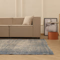 Vintage Manisa Turkish Area Rug 6x9 ft — Blue & Gray Distressed