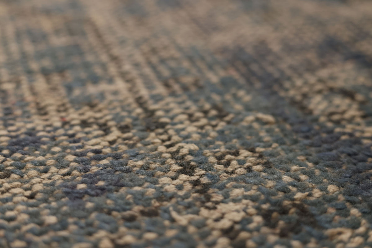 Vintage Manisa Turkish Area Rug 6x9 ft — Blue & Gray Distressed