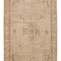 Vintage Isparta Turkish Area Rug 7x10 ft — Beige & Brown Floral (No. 58769)