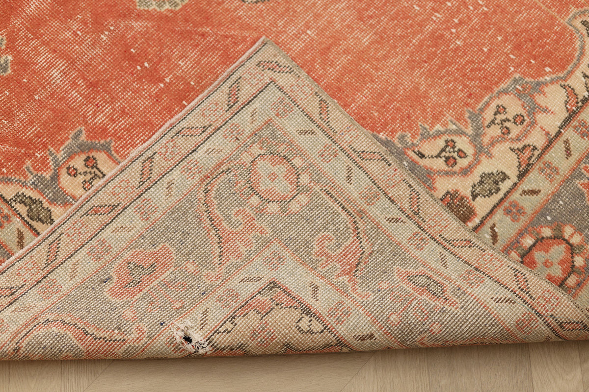 Vintage Isparta Turkish Area Rug 5x10 ft — Red Floral