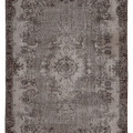 Vintage Isparta Turkish Area Rug 6x9 ft — Gray Floral (No. 58786)