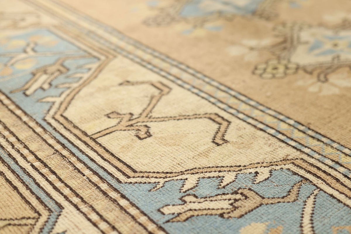 Vintage Muğla Turkish Area Rug 5x7 ft — Brown & Beige Geometric
