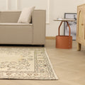 Vintage Manisa Turkish Area Rug 6x9 ft — Beige Floral (No. 58798)