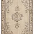 Vintage Manisa Turkish Area Rug 6x9 ft — Beige Floral (No. 58798)