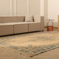 Vintage Manisa Turkish Area Rug 6x10 ft — Beige & Blue Floral