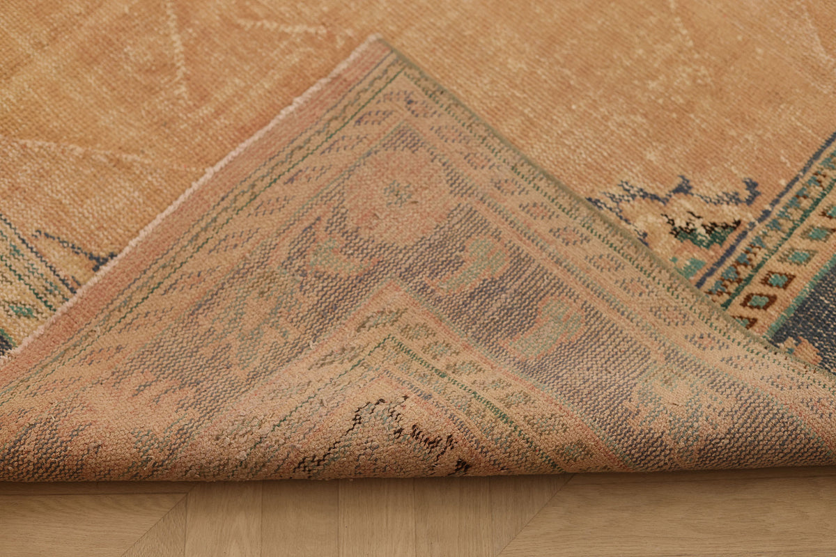 Vintage Manisa Turkish Area Rug 6x10 ft — Beige & Blue Floral