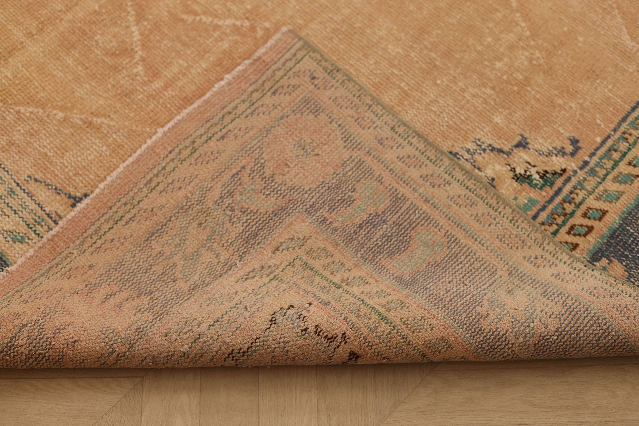 Vintage Manisa Turkish Area Rug 6x10 ft — Beige & Blue Floral