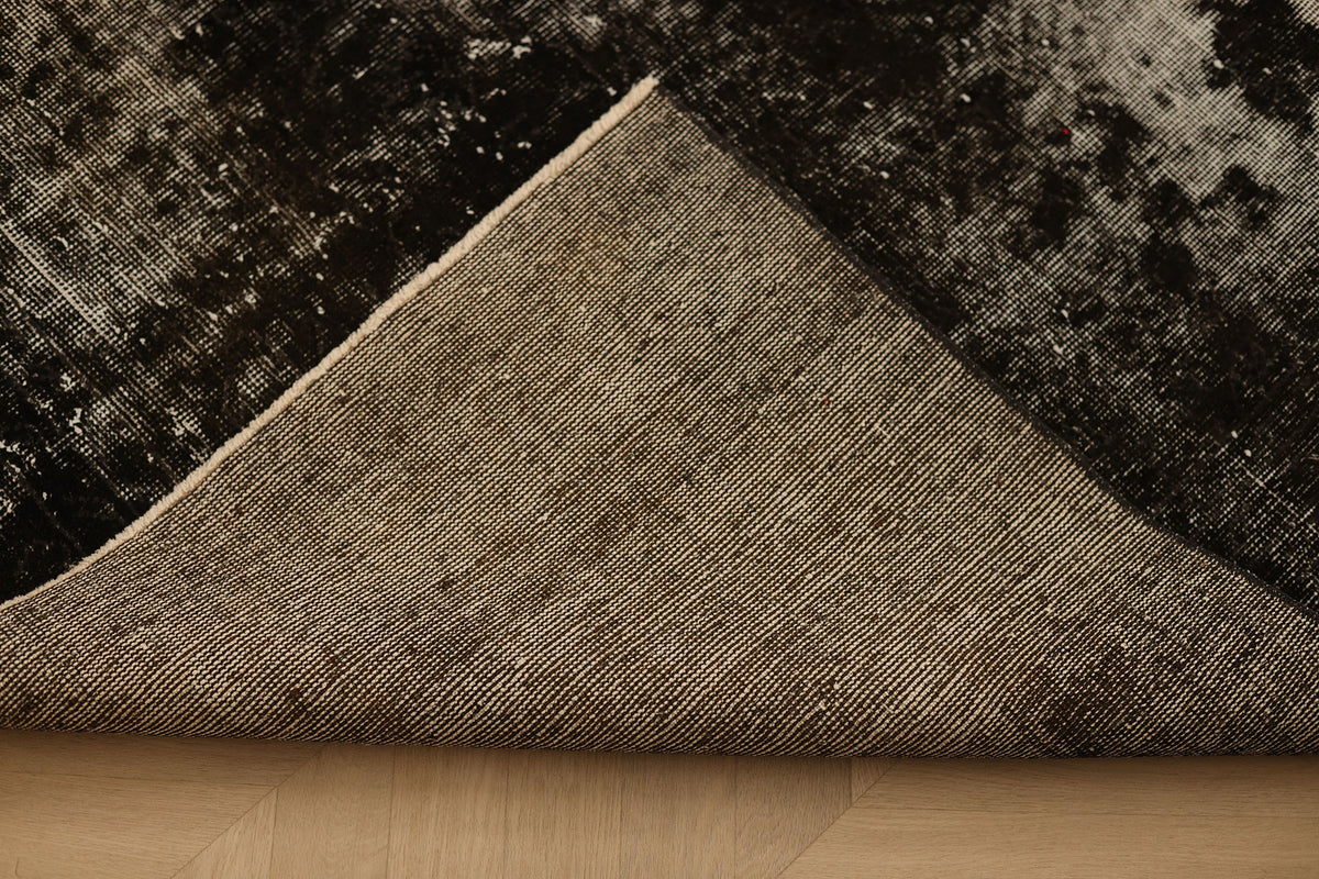 Vintage Isparta Turkish Area Rug 6x9 ft — Gray Overdyed (No. 58803)