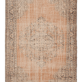 Vintage Manisa Turkish Area Rug 6x9 ft — Orange & Beige Floral (No. 58807)