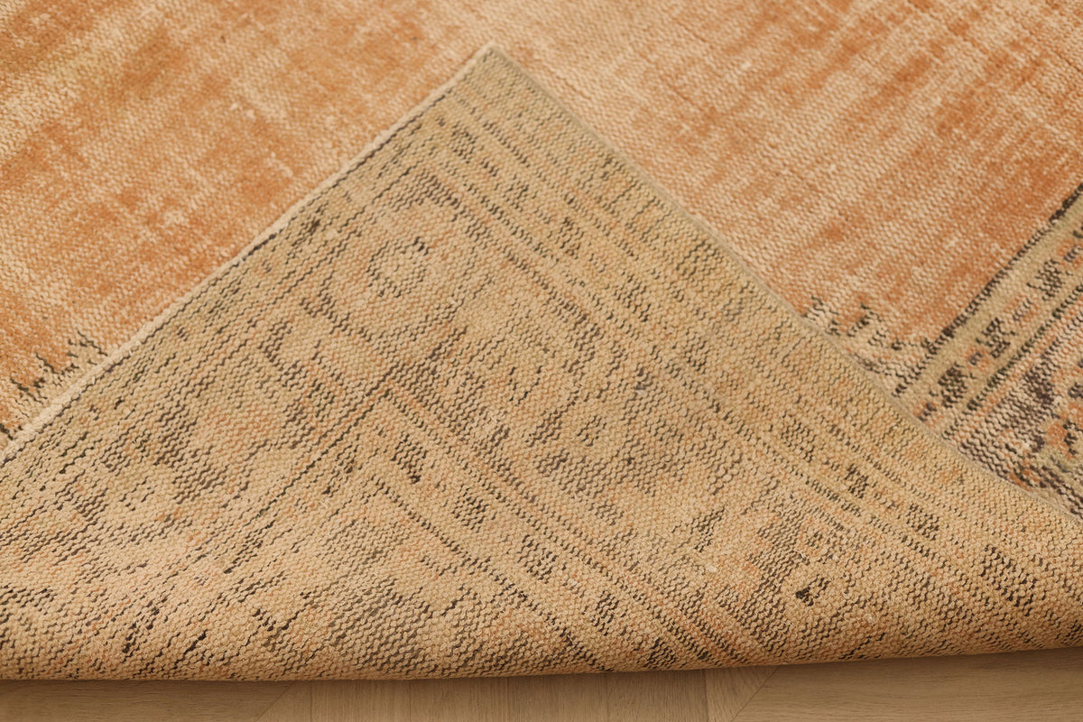 Vintage Manisa Turkish Area Rug 6x9 ft — Orange & Beige Floral (No. 58807)