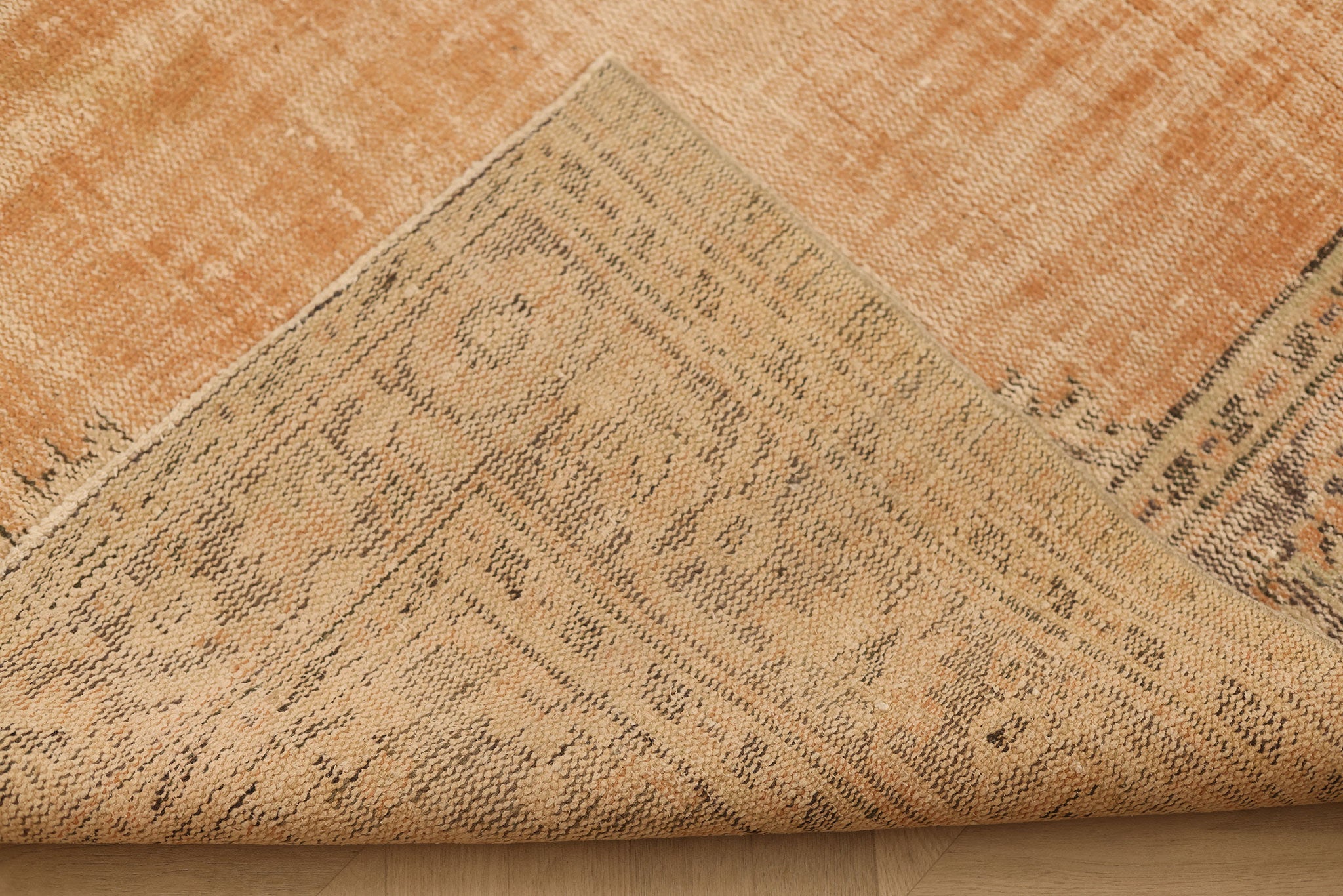 Vintage Manisa Turkish Area Rug 6x9 ft — Orange & Beige Floral (No. 58807)