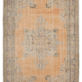 Vintage Manisa Turkish Area Rug 6x9 ft — Orange Floral (No. 58808)