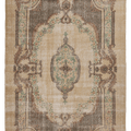 Vintage Isparta Turkish Area Rug 6x9 ft — Beige & Brown Floral (No. 58809)