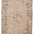 Vintage Isparta Turkish Area Rug 6x10 ft — Beige & Gray Floral (No. 58810)