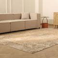 Vintage Isparta Turkish Area Rug 6x10 ft — Beige & Gray Floral (No. 58810)