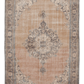 Vintage Isparta Turkish Area Rug 6x10 ft — Beige & Gray Floral (No. 58812)