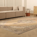 Vintage Isparta Turkish Area Rug 6x10 ft — Beige & Gray Floral (No. 58812)
