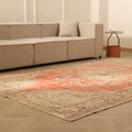 Vintage Manisa Turkish Area Rug 6x10 ft — Red & Beige Floral (No. 58815)