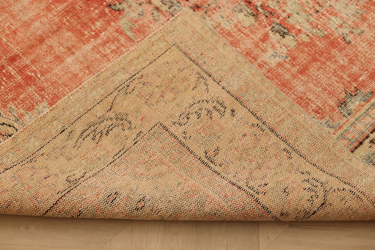 Vintage Manisa Turkish Area Rug 6x10 ft — Red & Beige Floral (No. 58815)