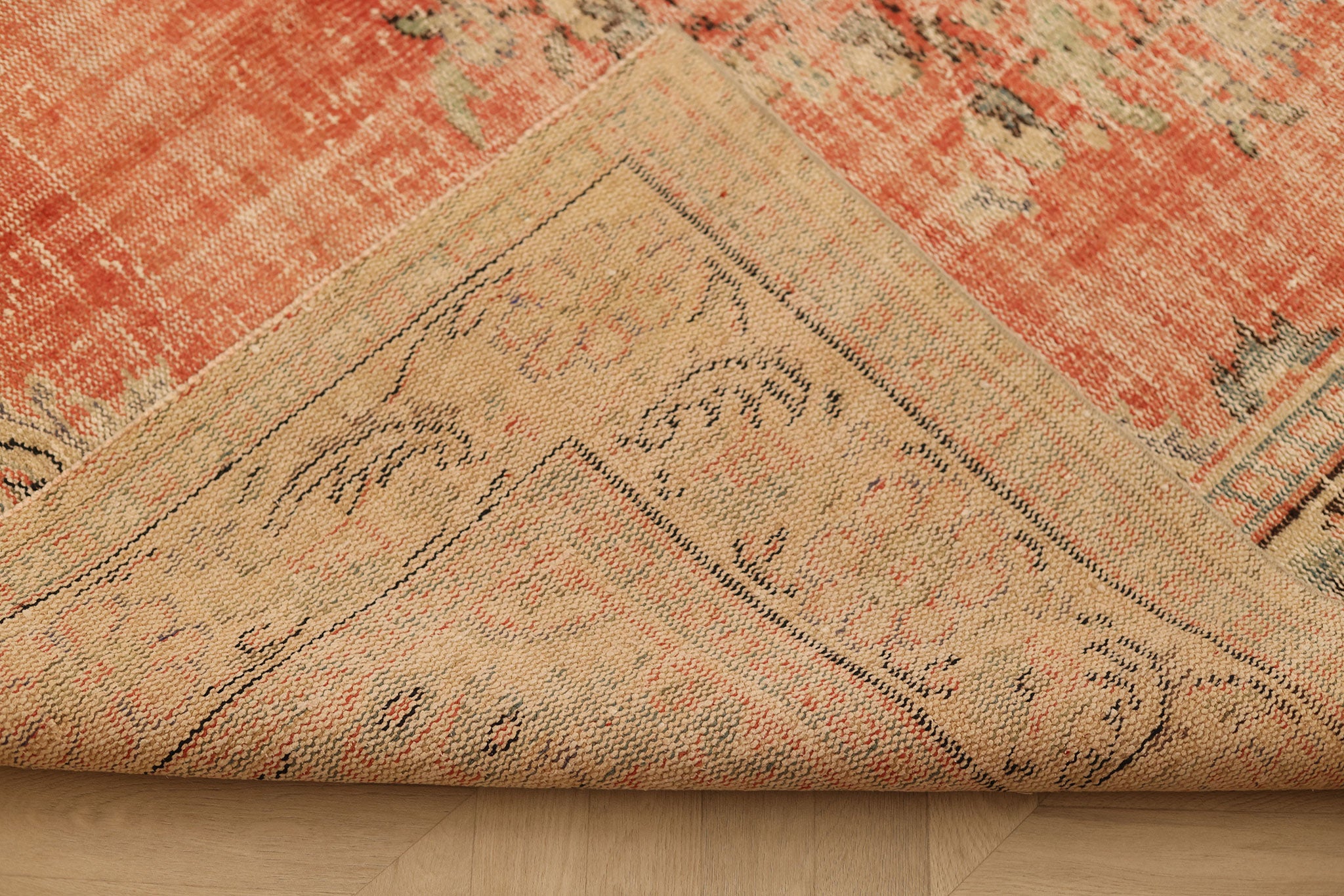 Vintage Manisa Turkish Area Rug 6x10 ft — Red & Beige Floral (No. 58815)