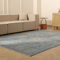 Vintage Isparta Turkish Area Rug 6x9 ft — Gray & Blue Overdyed