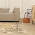 Vintage Isparta Turkish Area Rug 6x9 ft — Beige & Brown Floral (No. 58821)