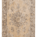 Vintage Isparta Turkish Area Rug 6x9 ft — Beige & Brown Floral (No. 58821)