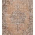 Vintage Isparta Turkish Area Rug 6x9 ft — Beige & Gray Floral (No. 58822)