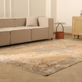 Vintage Isparta Turkish Area Rug 6x9 ft — Beige & Gray Floral (No. 58822)