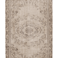 Vintage Manisa Turkish Area Rug 6x9 ft — Beige & Brown Floral