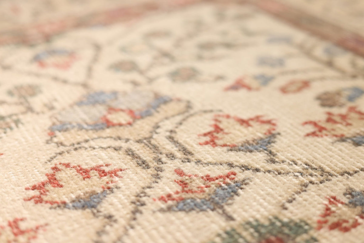 Vintage Isparta Turkish Area Rug 6x9 ft — Beige & Brown Floral