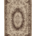 Vintage Isparta Turkish Area Rug 5x9 ft — Beige & Brown Floral