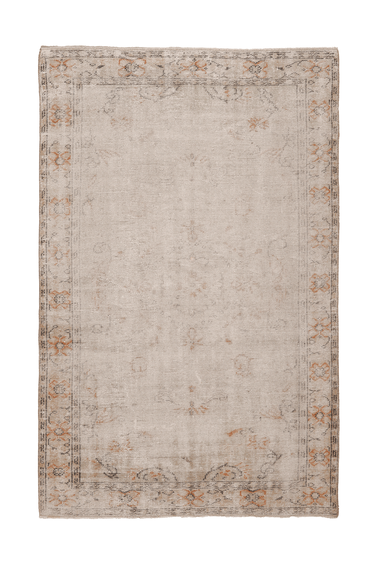 Vintage Isparta Turkish Area Rug 5x8 ft — Beige & Brown Floral