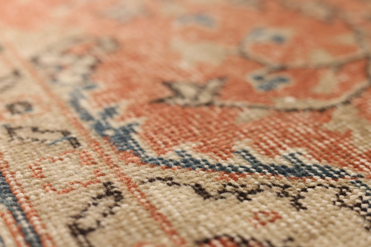 Vintage Isparta Turkish Area Rug 5x9 ft — Red & Blue Floral