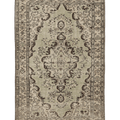 Vintage Isparta Turkish Area Rug 6x9 ft — Green & Beige Floral