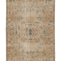 Vintage Isparta Turkish Area Rug 5x9 ft — Beige & Brown Floral