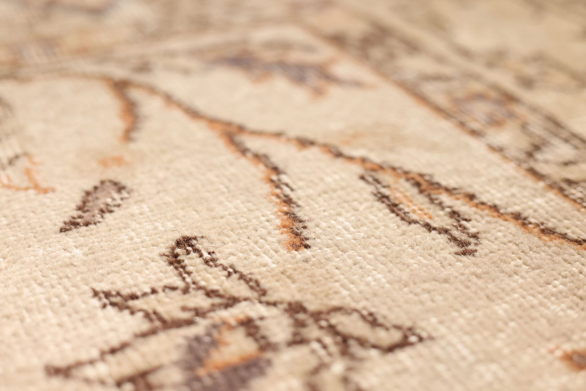 Vintage Isparta Turkish Area Rug 6x10 ft — Beige & Brown Floral
