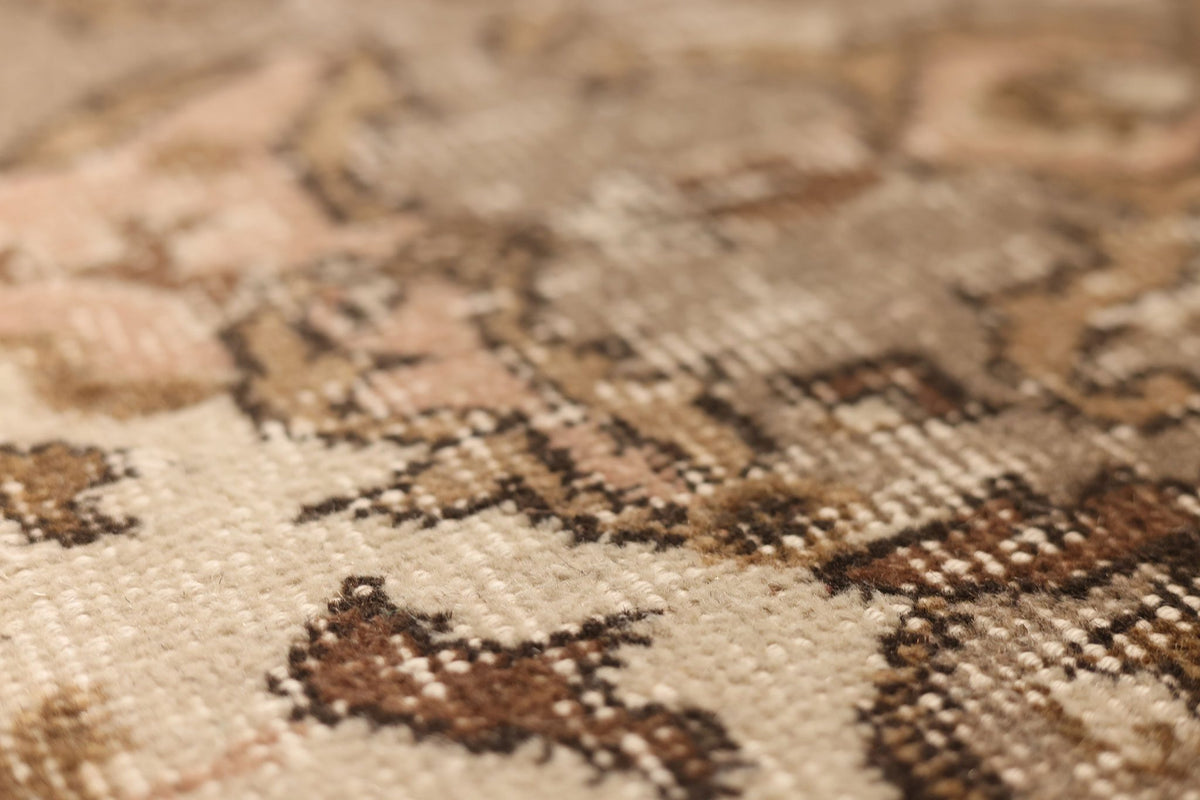 Vintage Isparta Turkish Area Rug 5x9 ft — Beige & Brown Floral
