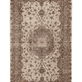 Vintage Isparta Turkish Area Rug 5x9 ft — Beige & Brown Floral