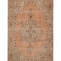 Vintage Isparta Turkish Area Rug 6x10 ft — Orange & Beige Floral