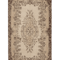 Vintage Isparta Turkish Area Rug 6x10 ft — Beige & Brown Floral