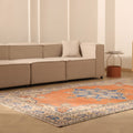 Vintage Isparta Turkish Area Rug 6x10 ft — Orange & Blue Floral