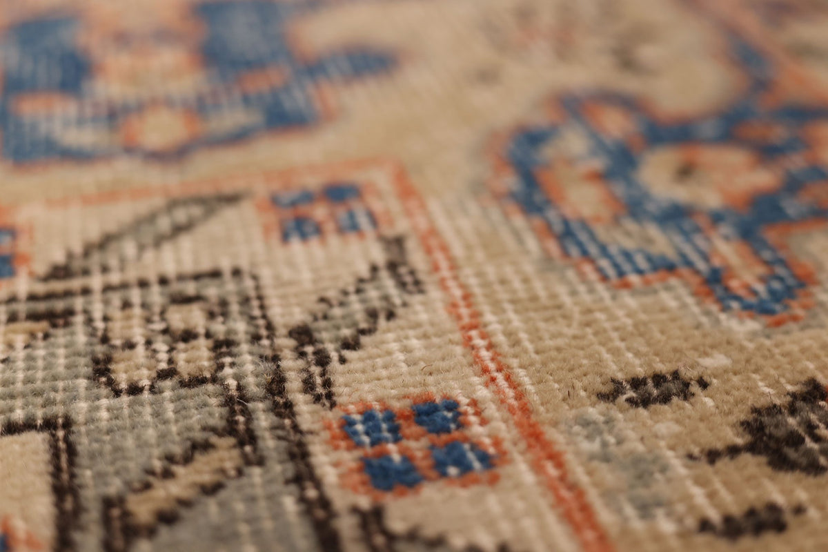 Vintage Isparta Turkish Area Rug 6x10 ft — Orange & Blue Floral